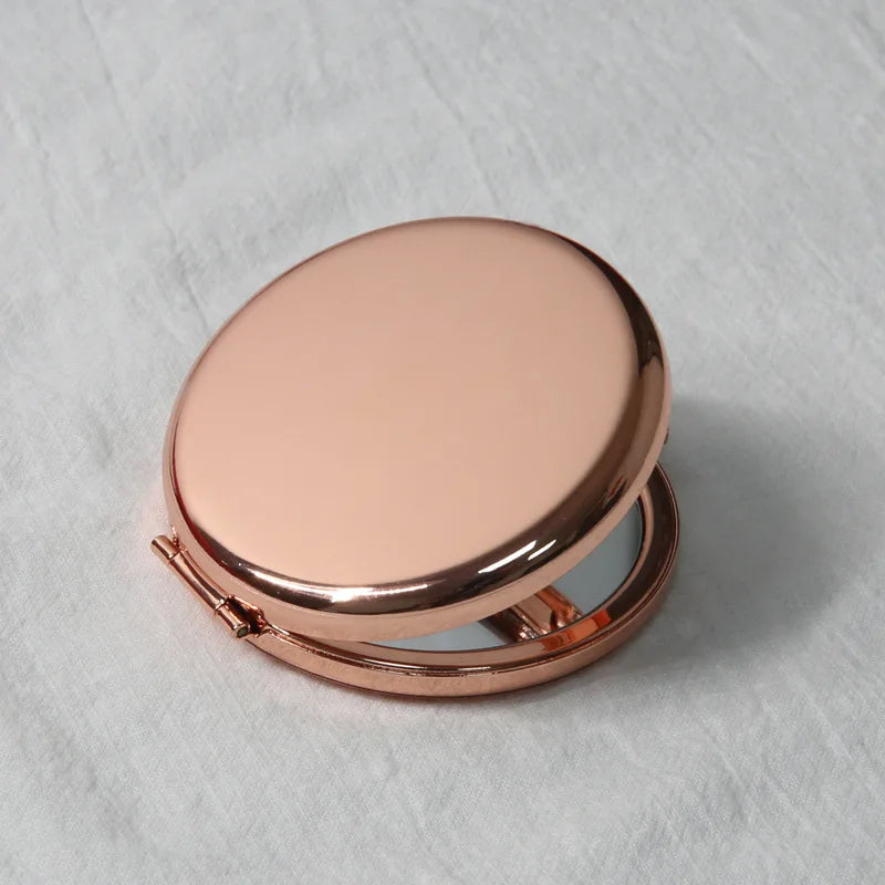 Double-Sided Portable Folding Makeup Mirror - Small Round Handheld Mirror for Men & Women