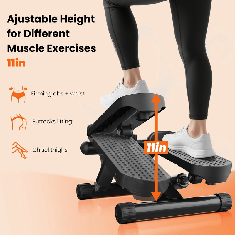 Mini Stepper with Resistance Bands 300 LBS Capacity Compact Cardio Equipment