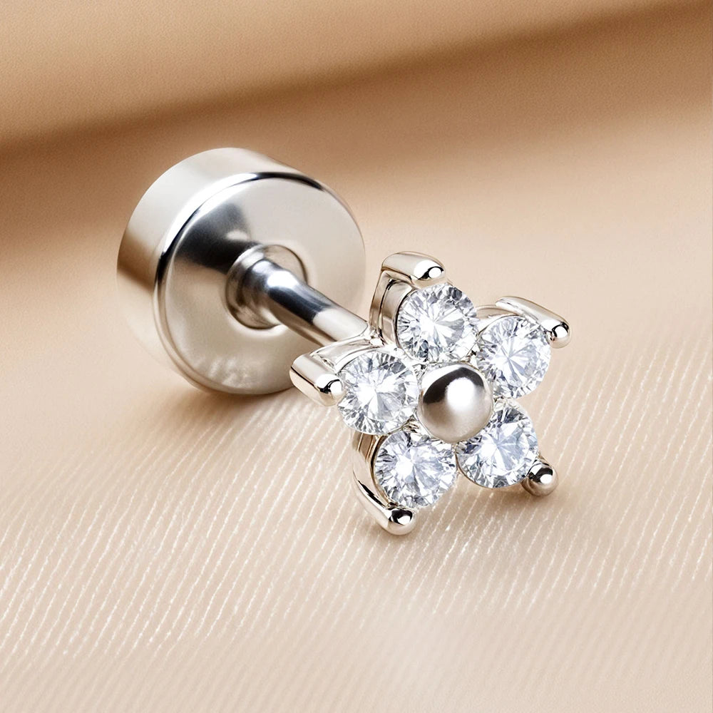 Mini CZ Cartilage Piercing Stud Earrings for Women Girls - Stainless Steel Jewelry