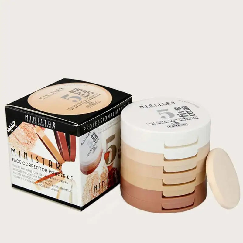 Concealer & Contouring Powder Set - 5 Colors Brighten & Oil Control Makeup
