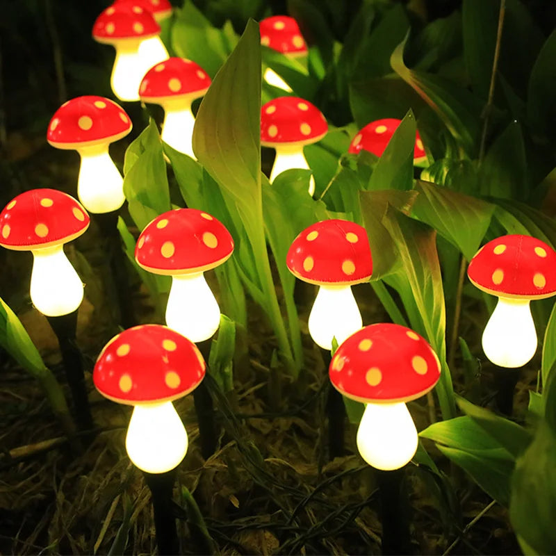 Solar Mushroom Garden Lights - Red LED Landscape Lawn Lamp for Outdoor Decor