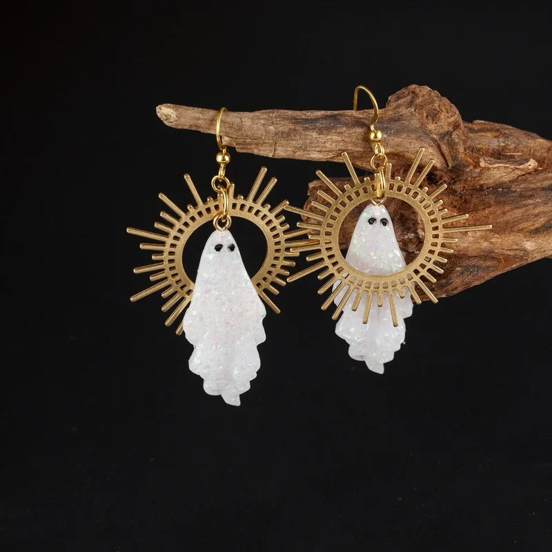 Goth Sun Ghost Star Earrings Halloween Handmade Resin Gothic Punk Jewelry
