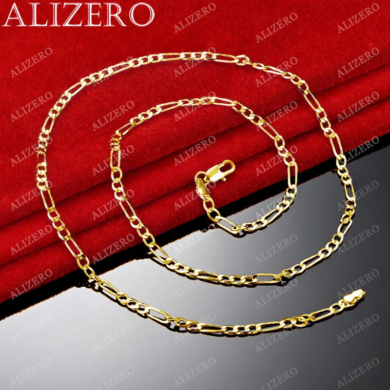 18K Gold Figaro Chain Necklace for Men Women Hip Hop Punk Jewelry 40-75cm