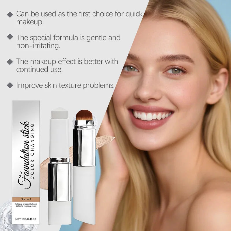 2-In-1 Color-Changing Foundation Stick with High Coverage & Moisturizing