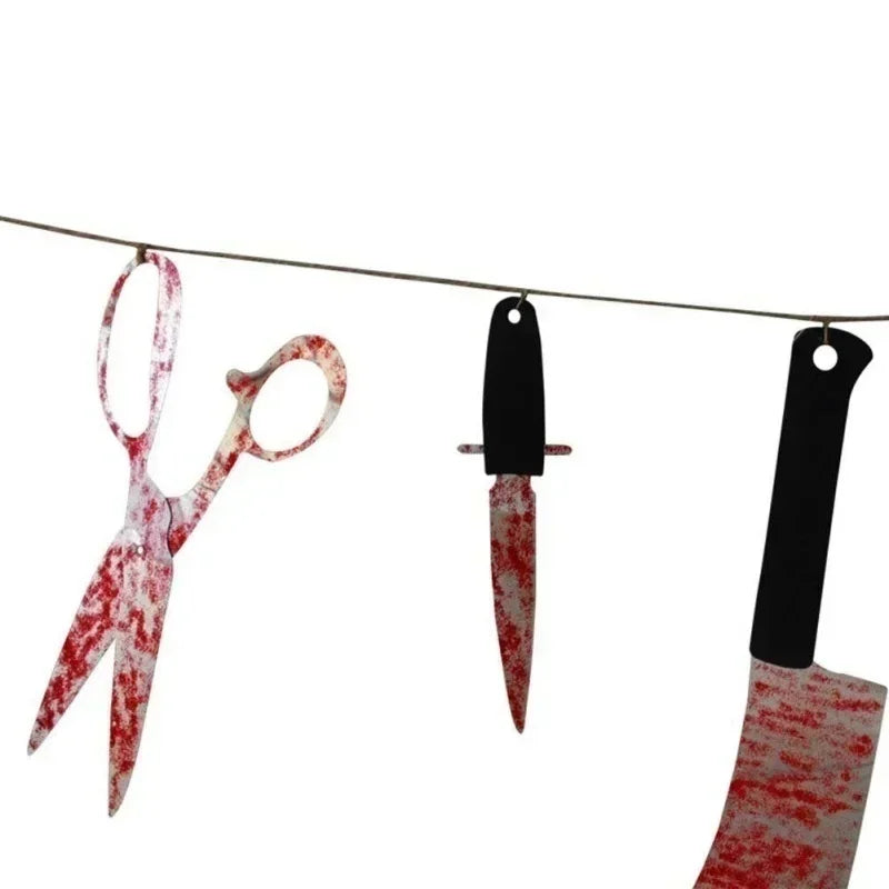 Halloween Decoration Bloody Weapons Garland Banner for Haunted House Party Supplies