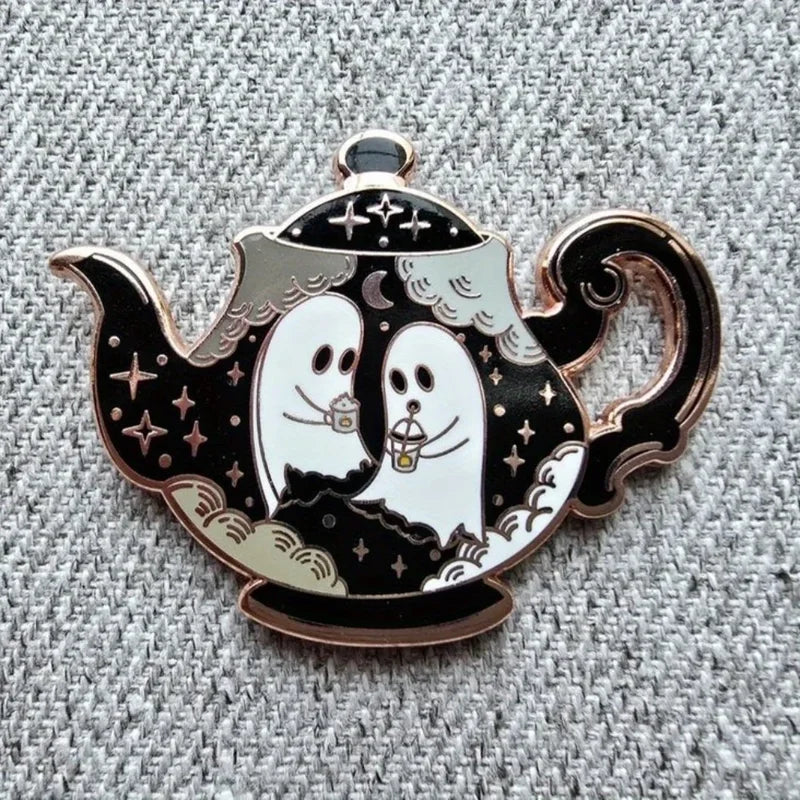 Haunted Teapot Enamel Pin - Enchanted Halloween Teatime Collection Gift