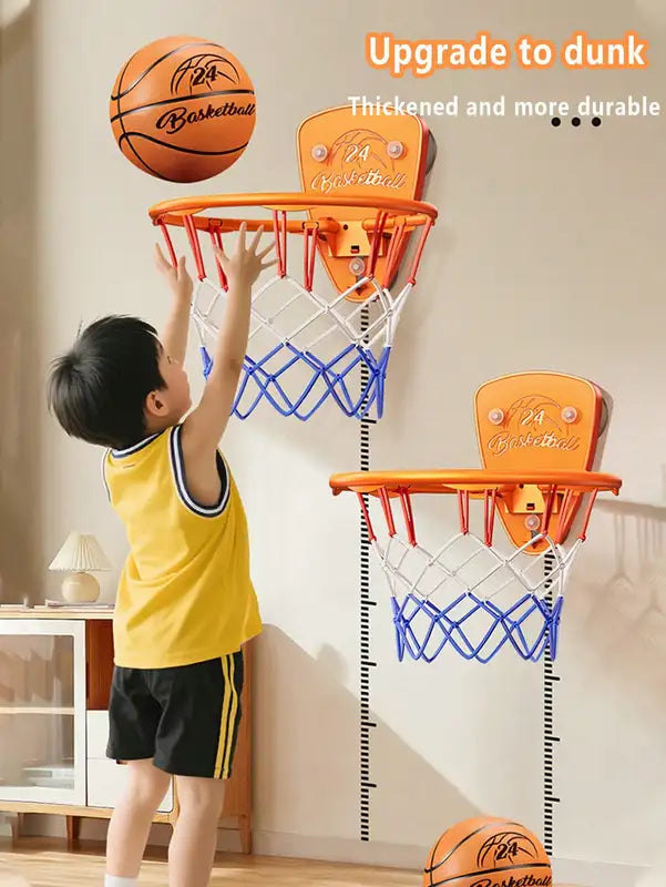 Kids Indoor Basketball Stand Set with Silent 7-Inch Hoop - Punch-Free Home Sports Equipment