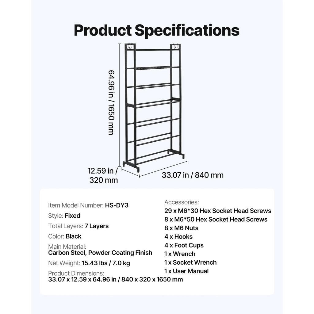 7-Tier Filament Storage Rack for 3D Printer Spools - Space-Saving Organizer
