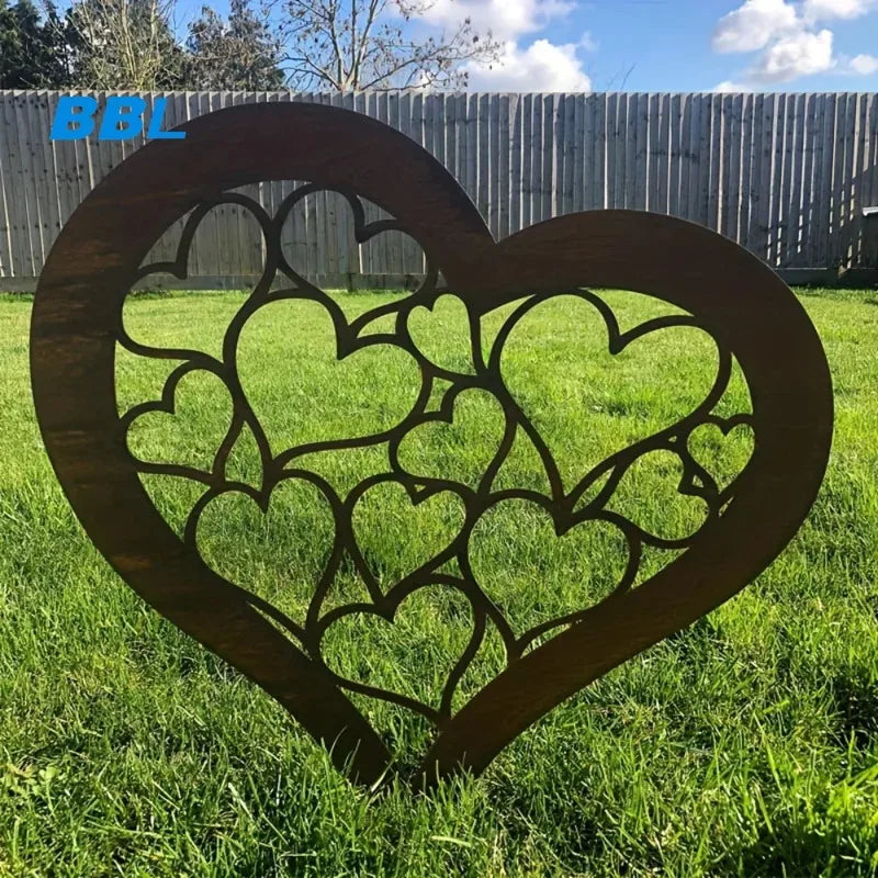 Rustic Metal Heart Garden Stake Outdoor Yard Art Farmhouse Decor