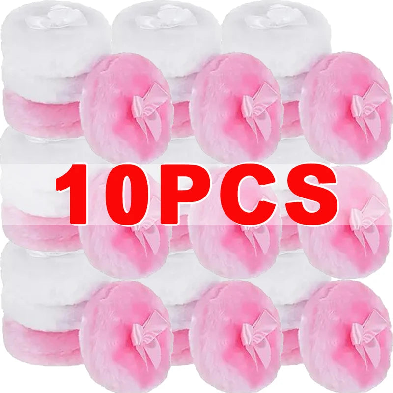 Bow-Shaped Round Plush Makeup Puff - Soft Reusable Face Powder Sponge