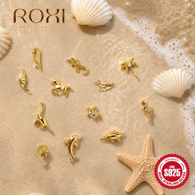 Sterling Silver 18K Gold Plated Ocean Animal Earrings Hypoallergenic Jewelry for Women