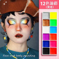 12-Color Oil-Based Face Paint Set for Children - Safe, Creative Halloween & Theatrical Makeup Wholesale