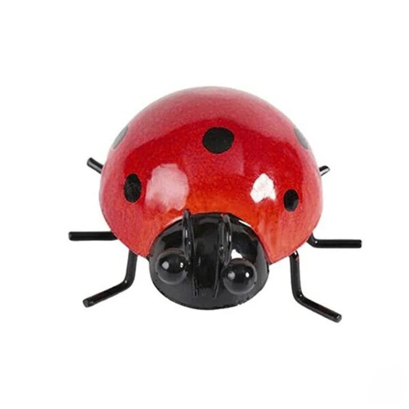 Mini Metal Ladybug Fence Hanger Wall Decor Outdoor Garden Sculpture