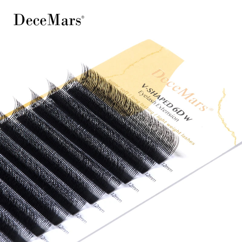 V-Shaped 6D False Eyelash Extensions Matte Black 12 Rows for Natural Volume