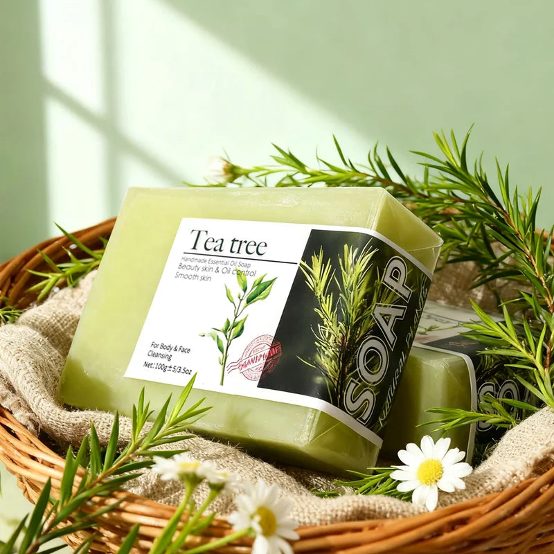 Deep Cleansing Tea Tree Oil Soap Bars for Acne & Pimple Control - 2 Pack