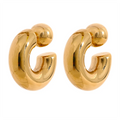 Unisex C-Shaped Round Chunky Earrings - Waterproof Metal Jewelry for Women
