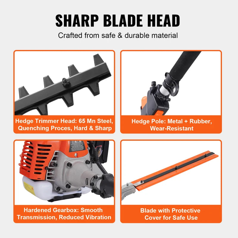 Gas Hedge Trimmer 6-in-1 Multi-Function Power Tool for Garden Maintenance