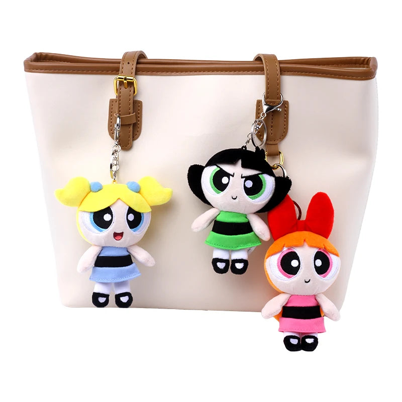 Kawaii Powerpuff Girls Plush Keychain - Blossom Bubbles Buttercup 12cm Cartoon Doll