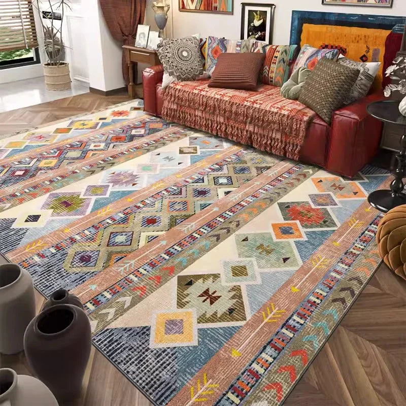 Large Bohemian Floral Area Rug for Living Room and Bedroom - Ethnic Style Carpet