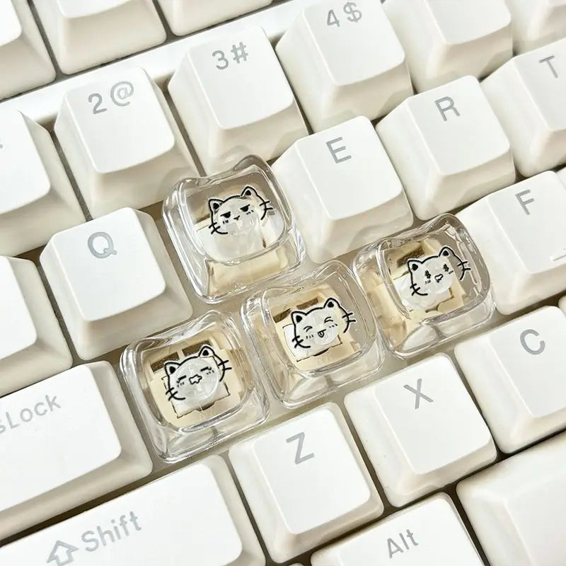 Cute Cat Profile WASD Keycap Set for Mechanical Keyboard - Multiple Colors