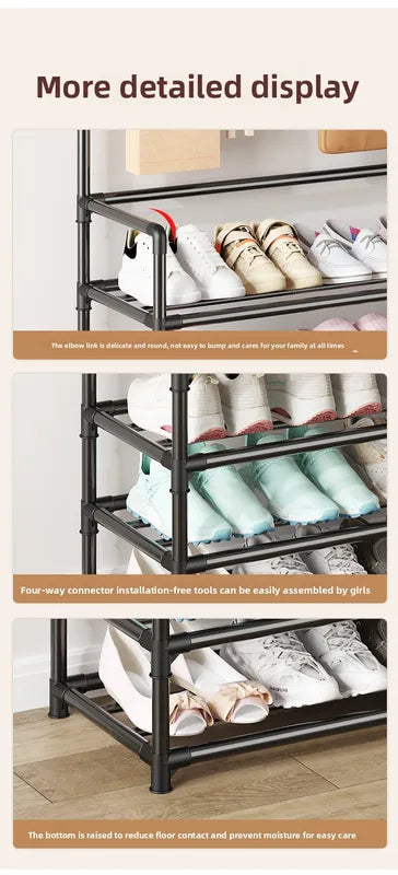 Multi-layer Door-mounted Shoe Hat Rack - 4 Layers, Household Storage Solution