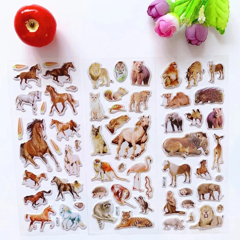 10 Sheets 3D Puffy Animal Stickers for Scrapbooking Kids Birthday Gifts