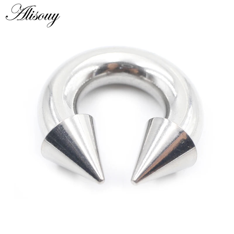 Nose & Septum Piercing Ring Set - Large Gauge Stainless Steel Spike Hoop