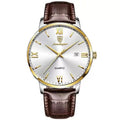 Luxury Business Wristwatch for Men Waterproof Leather Quartz Watch with Luminous Dial