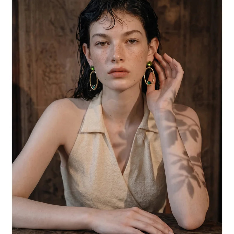 Stainless Steel Drop Earrings with Crystal Drops - Dainty Nightout Jewelry