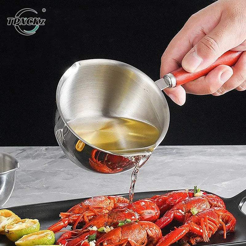Stainless Steel Wax Melting Pot with Wooden Handle for Candle, Soap, Chocolate, and Hot Beverages