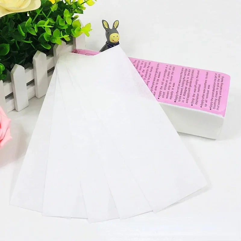 Professional Hair Removal Waxing Paper Strips for Body & Face - Non-Woven Fabric, Multiple Quantities