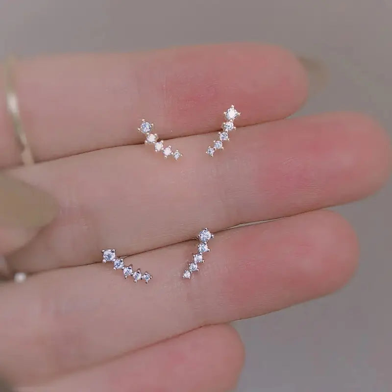 Trendy Small Rhinestone Earrings for Women - Meteor Style Stud Jewelry