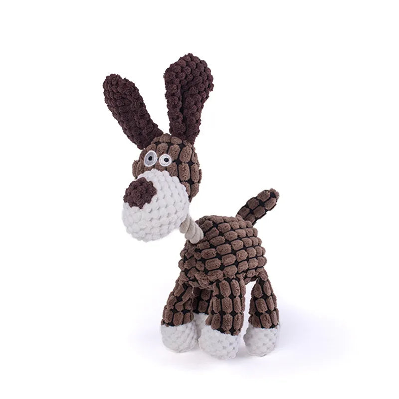 Plush Dog Toy Animals Shape Squeaky & Bite Resistant Pet Toys for Small & Large Dogs