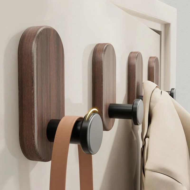 Self-Adhesive Wooden Wall Hook for Hanging Keys Coats Towels Bags - Pack of 1-5