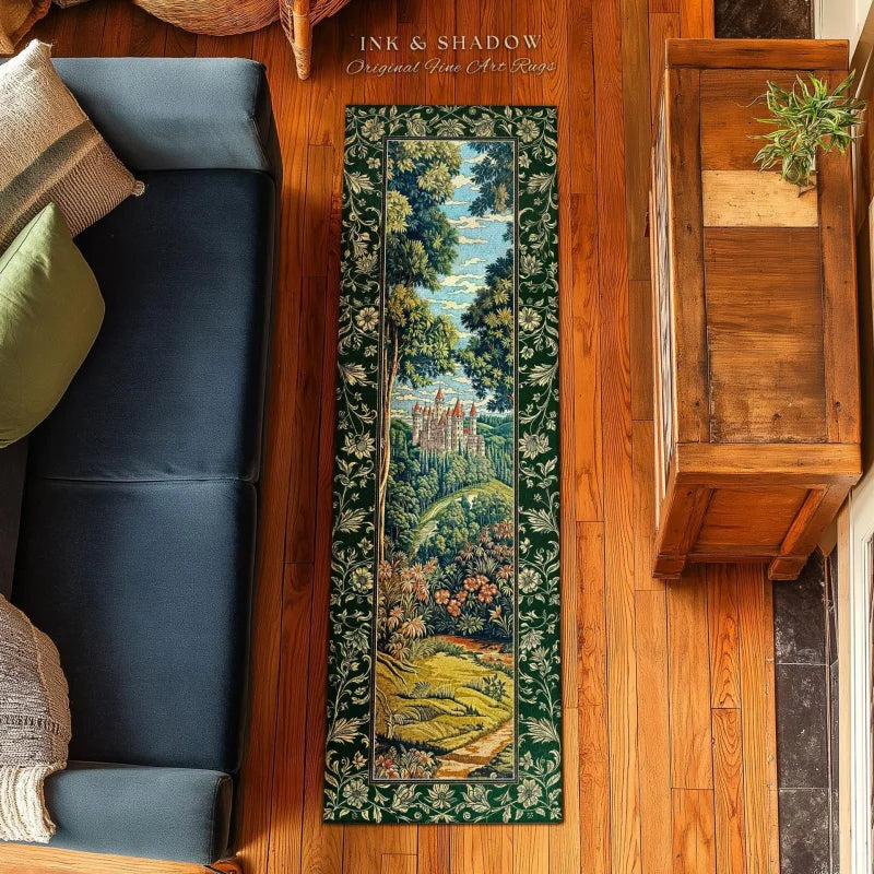 Medieval Style Anti-Slip Floor Runner Carpet for Living Room & Kitchen
