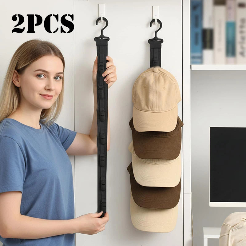 Over the Door Cap Rack Organizer Holds 8 Baseball Hats Adjustable Closet Hanger