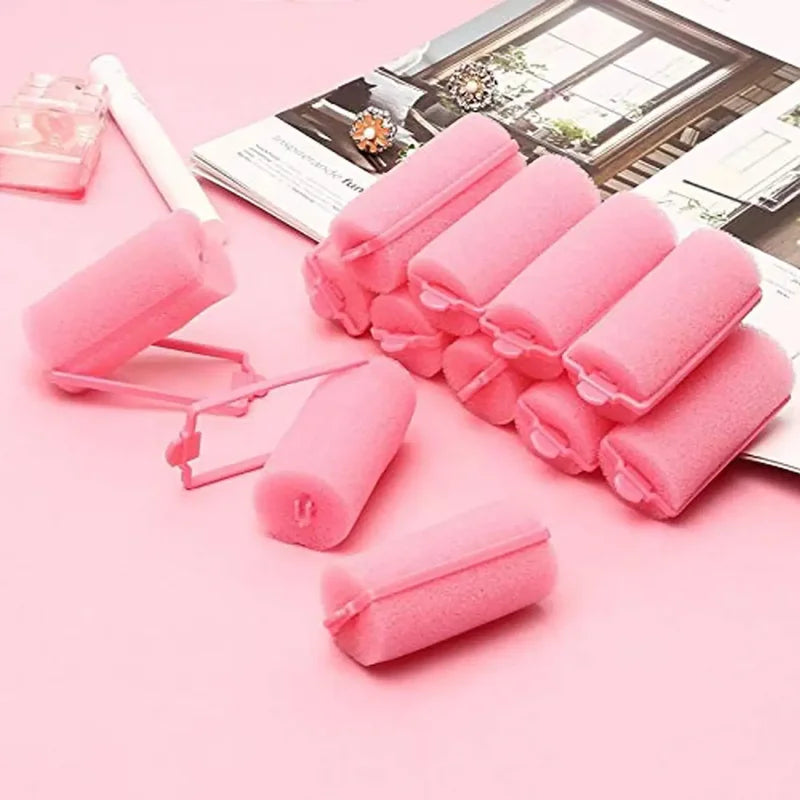 Set of 6-14 Soft Foam Hair Curlers for DIY Styling and Salon Use