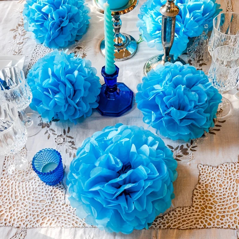 3-Pack 10 Inch Paper Pom Poms Hanging Decorations for Weddings & Parties