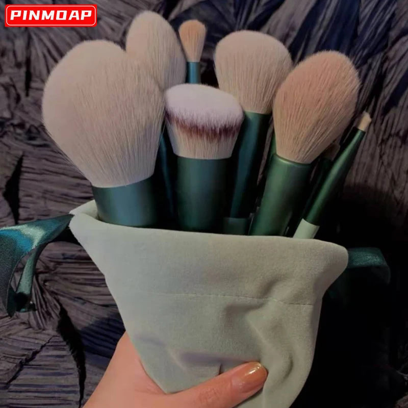 13-Piece Makeup Brush Set with Soft Synthetic Fibers for Face & Eyes