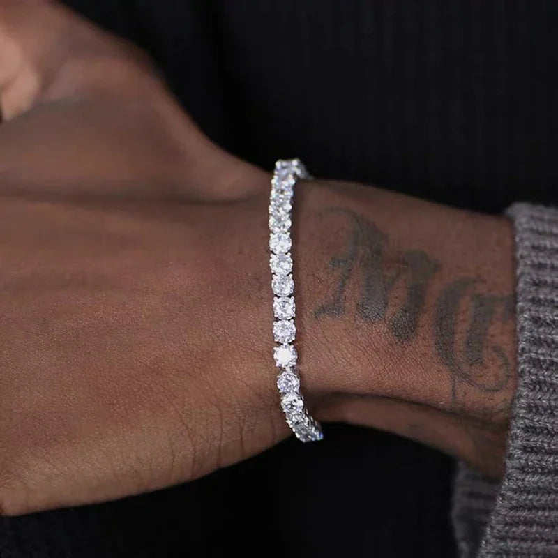 Men's Iced Out Cubic Zirconia Tennis Bracelet - Streetwear Jewelry