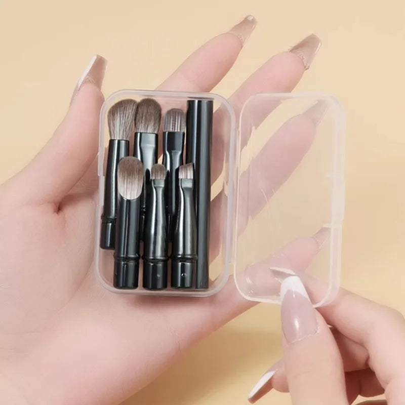 Mini Travel Makeup Brush Set 6pcs with Detachable Handles for Face Eyeshadow