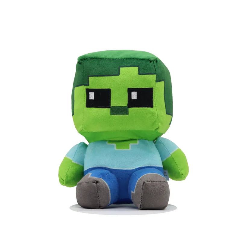 Pixel World Creeper Zombie Plush Toy - Collectible Game Character Doll for Home Decor