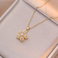 Romantic Zircon Flower Pendant Necklace for Women - Gold Plated Choker Jewelry