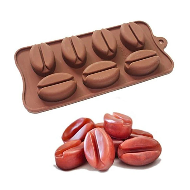 3D Coffee Beans Silicone Mold for Chocolate Candy Ice Cubes Cake Decoration