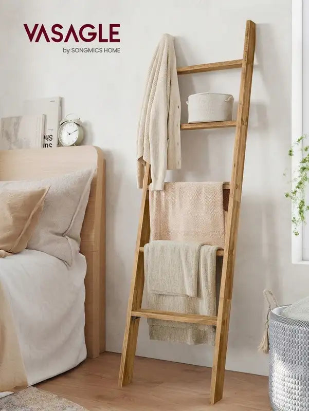 5-Tier Farmhouse Blanket Ladder Storage & Decor Rack for Living Room