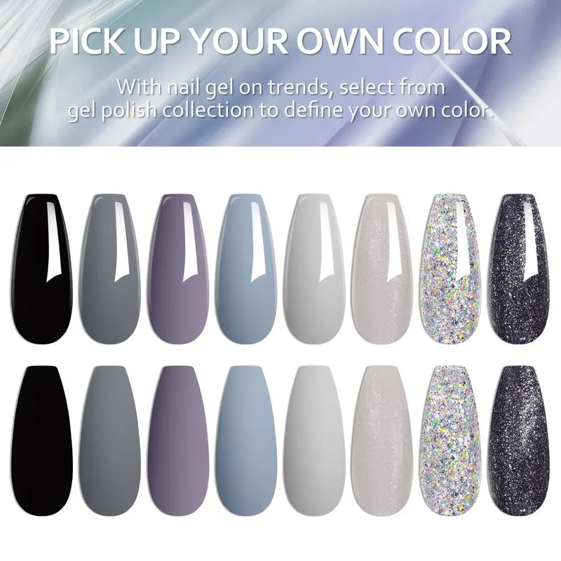 8-Piece Colorful Gel Nail Polish Set for Manicure & Nail Art