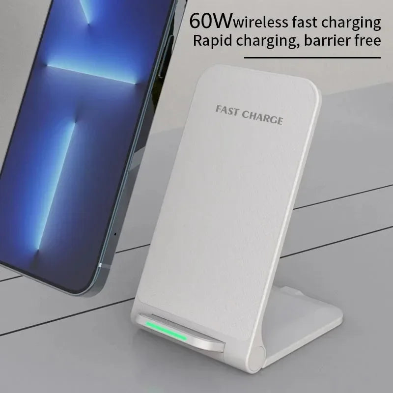 Wireless Charging Station for iPhone & Samsung - Fast Charging Stand with Dual Angles