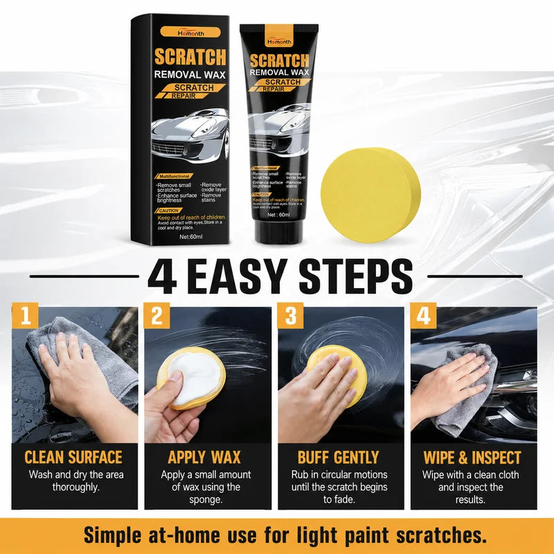 Car Scratch Remover Wax - Auto Paint Repair Cream for Light Scratches & Oxidation