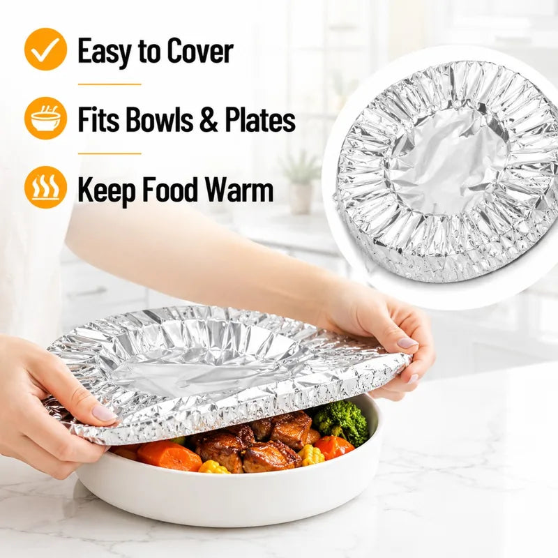 Reusable Aluminum Foil Food Cover for Preservation & Insulation - Set of 10-100
