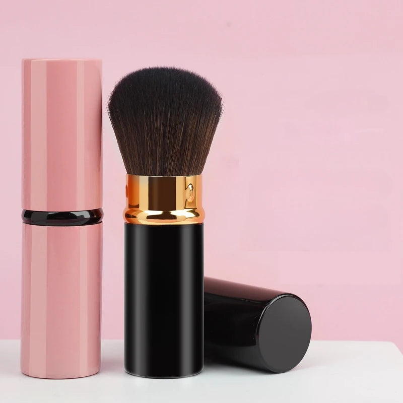 Retractable Makeup Brush with Soft Synthetic Bristles - Travel Friendly, Full Coverage Blending & Powder Application